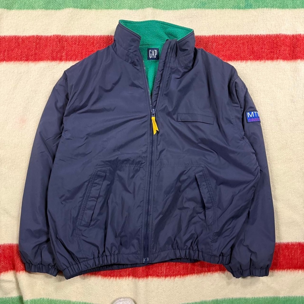 Vintage GAP Fleece Lined Bomber Ski Jacket Navy Blue Mountain Alpine XL